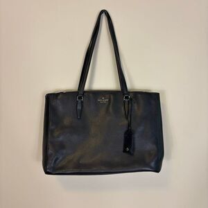 Kate Spade Black Leather Large Shoulder Tote Bag Purse